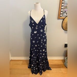 a new day Navy Blue Maxi Dress with White Seashell Print